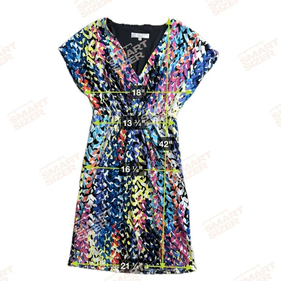 Trina Turk‎ Abstract Print Dress Womens 6 Colorful Artsy Midi Oversized Comfort - Picture 2 of 8